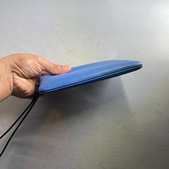 Coach Blue Crossgrain Leather Laser Cut Wristlet - Picture 5 of 5